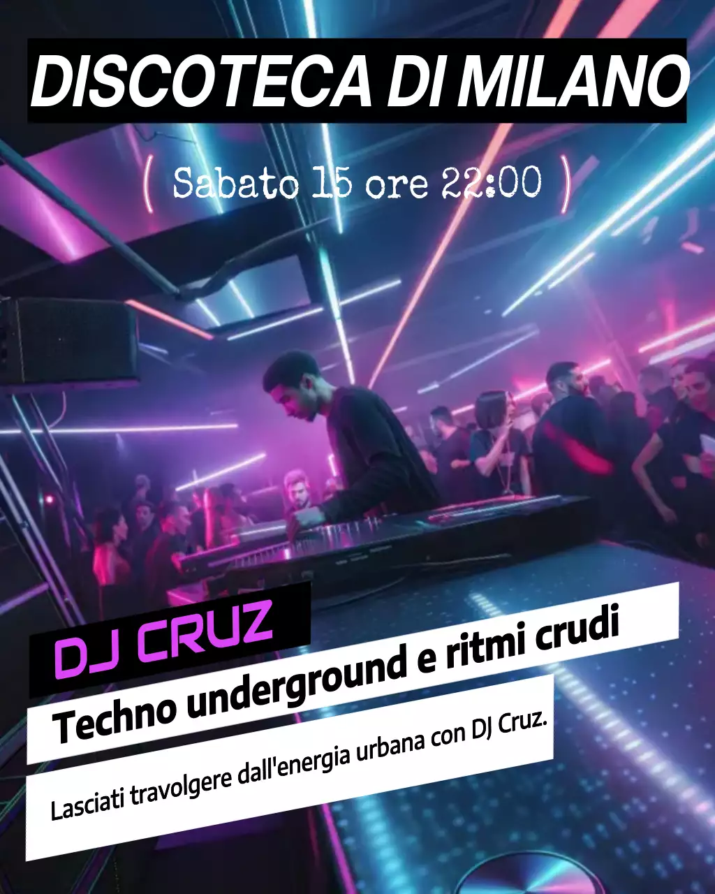 Post di Instagram promozionale del Neon Urban Nightclub