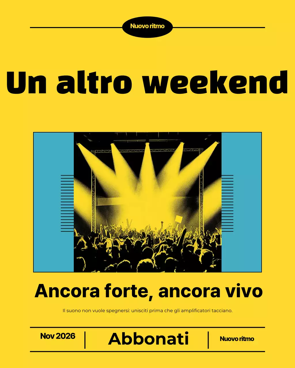 Post Instagram pubblicitario di un concerto retrò giallo