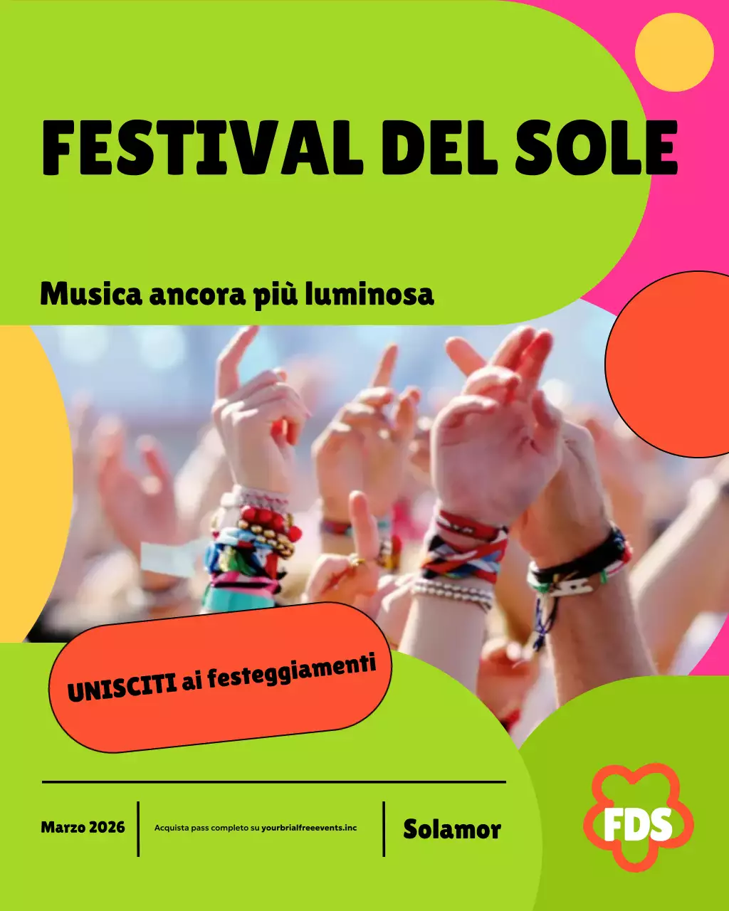 Post Instagram promozionale di un evento musicale retrò colorato