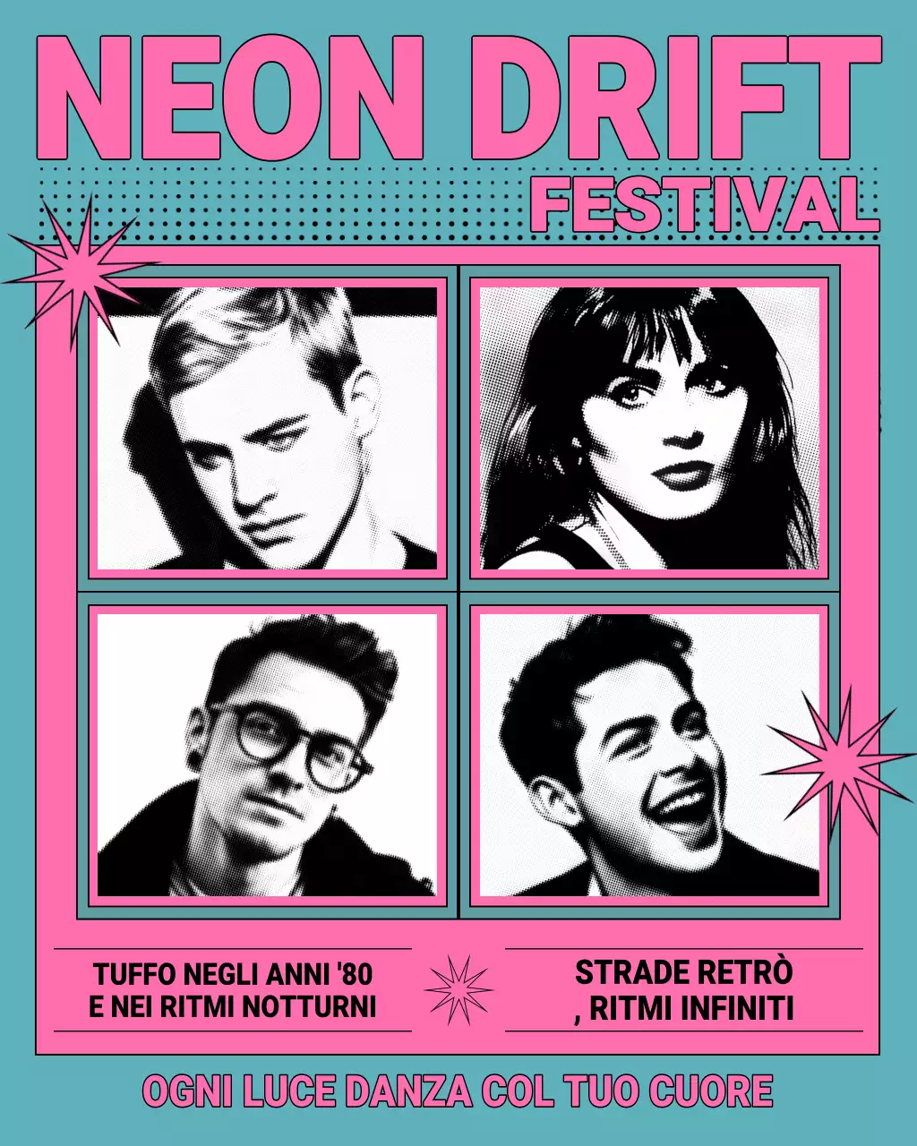 Post di Instagram pubblicitario del Pink Tosca Retro Music Festival