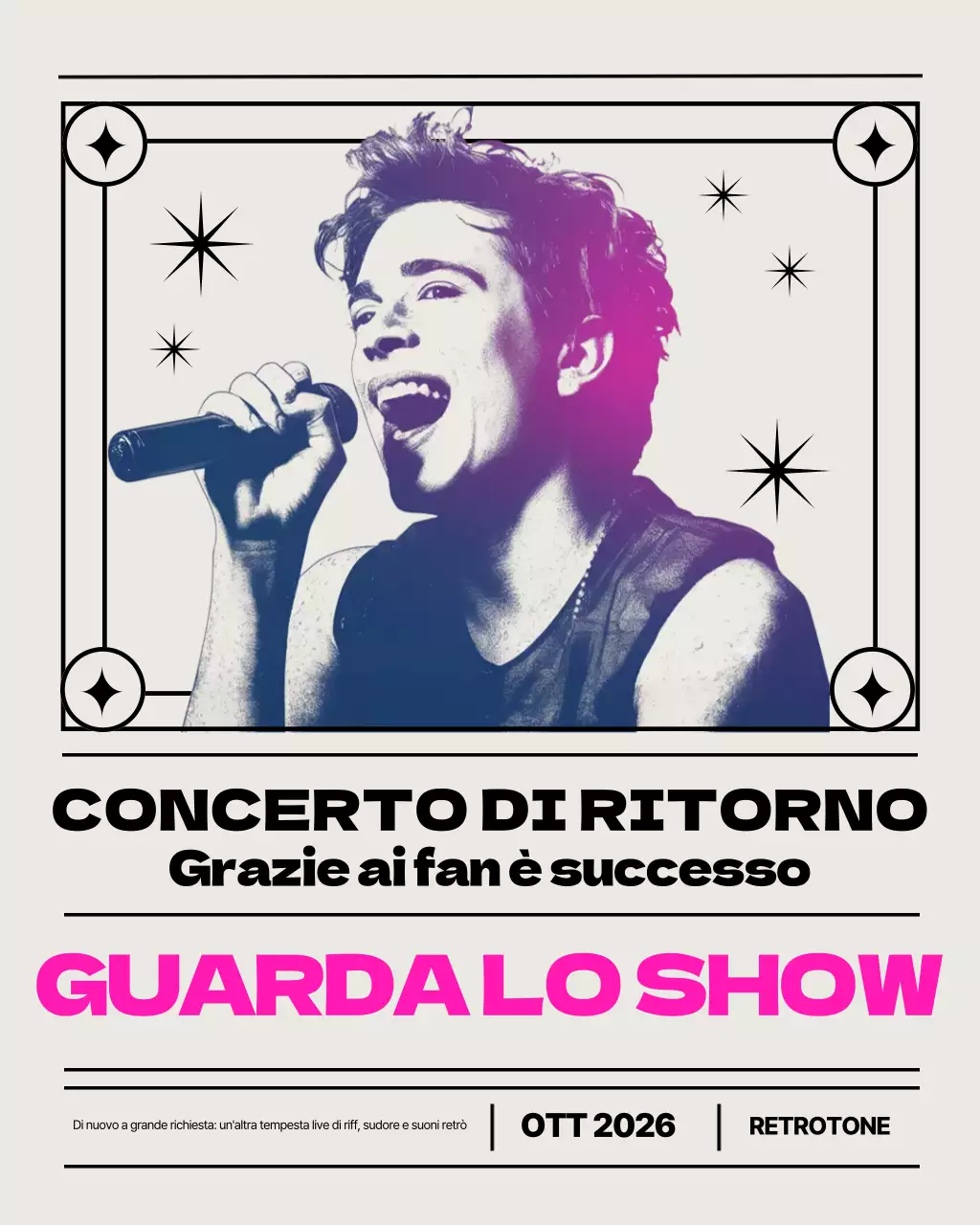 Post Instagram pubblicitario del concerto retrò rosa