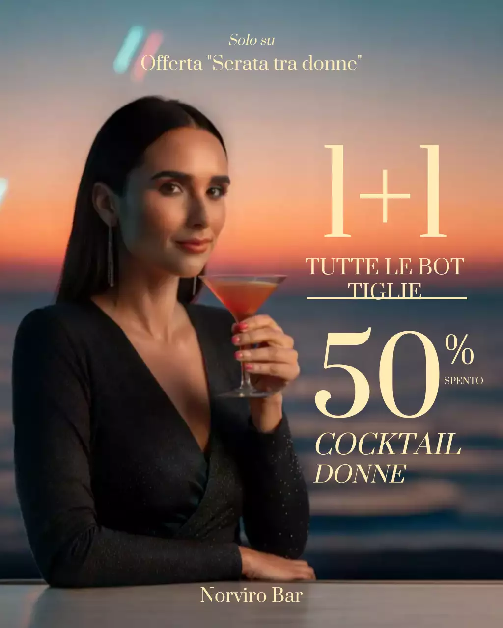 Post di Instagram promozionale del cocktail elegante all'arancia