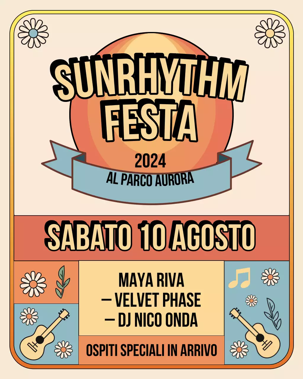 Post Instagram dell'evento musicale Orange Retro