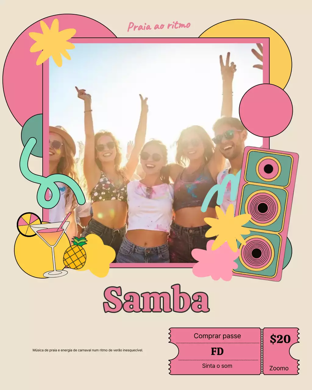 Postagem de promoção musical retrô bege no Instagram