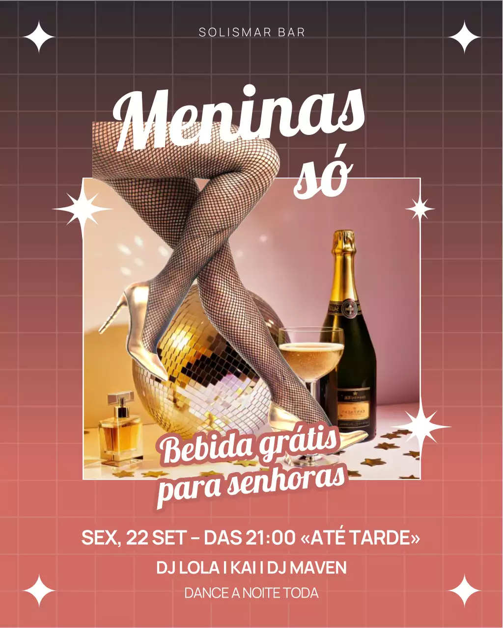 Convite para festa retrô vermelha - Postagem no Instagram