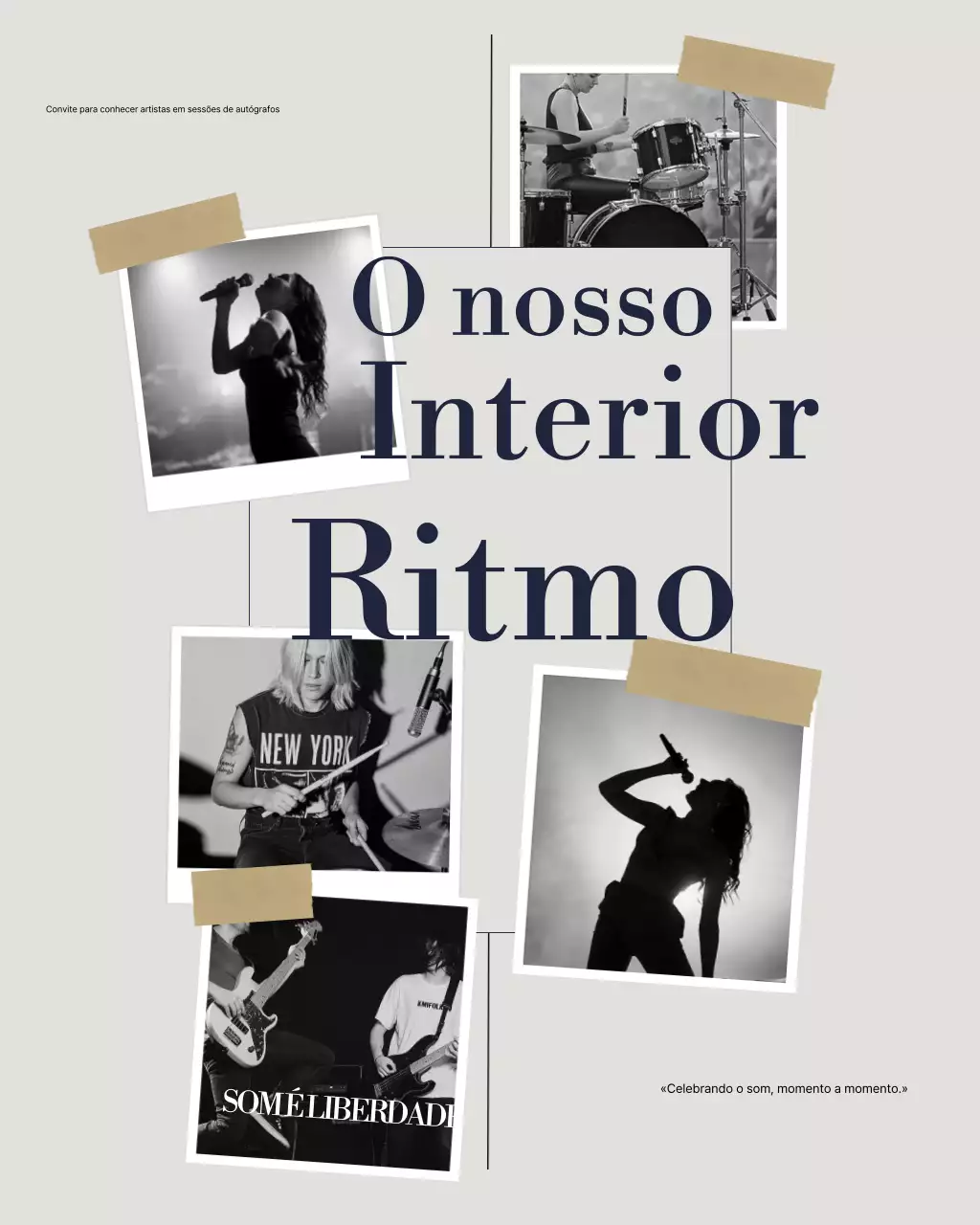 Postagem do Instagram sobre convite para música vintage cinza
