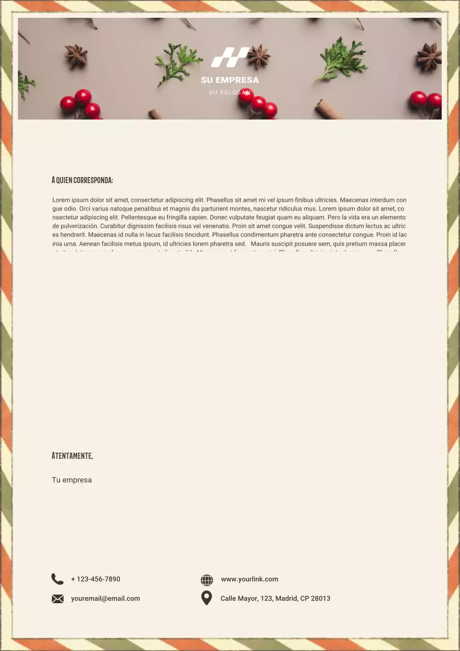 Póster navideño con membrete en beige tranquilo