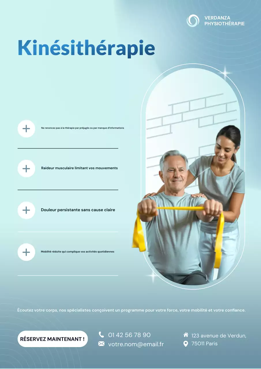 Affiche promotionnelle bleue pour Modern Therapy