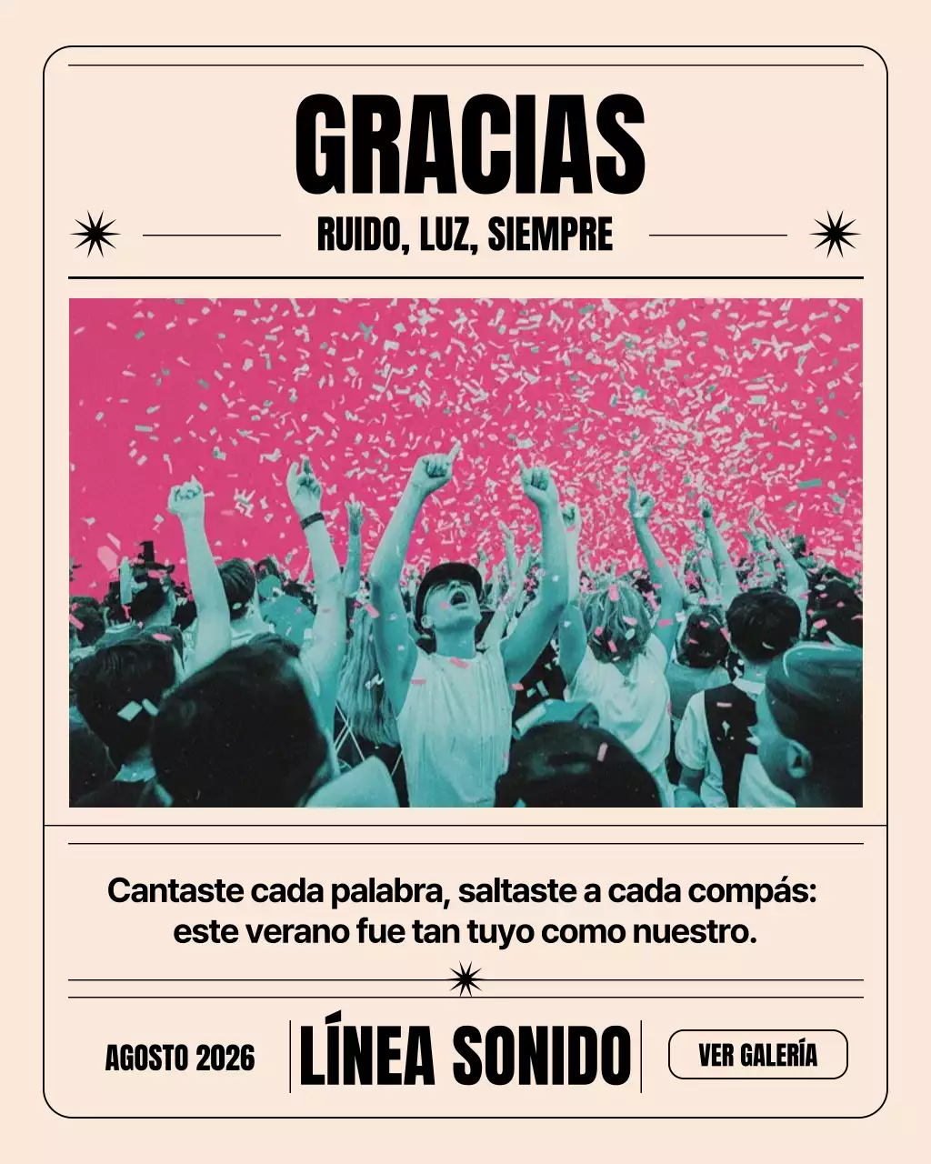 Anuncio de concierto retro rosa en Instagram