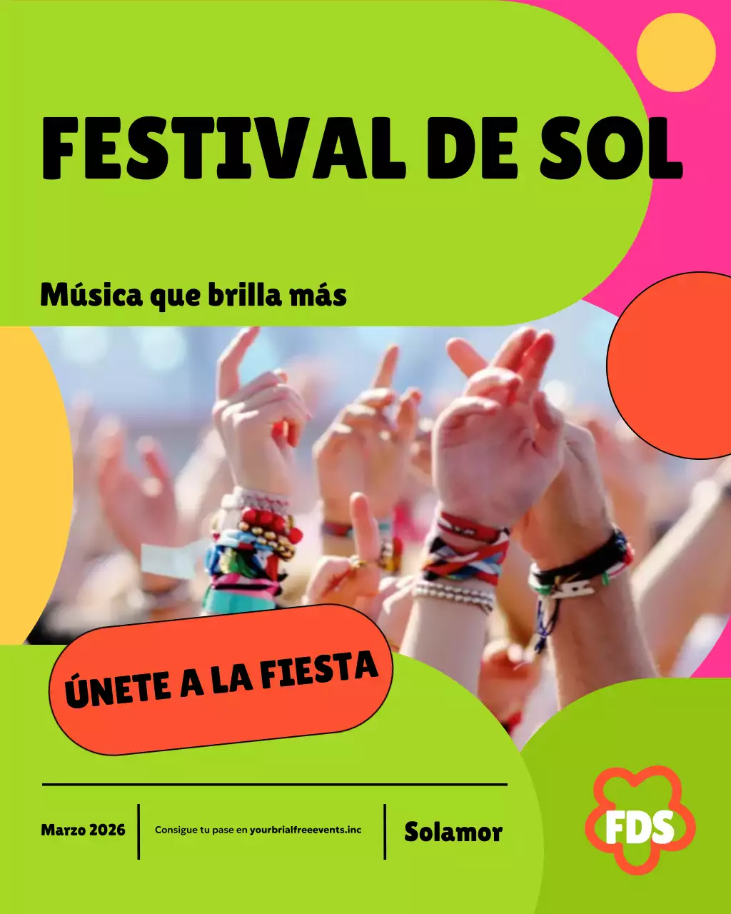 Publicación de Instagram para promocionar un colorido evento de música retro