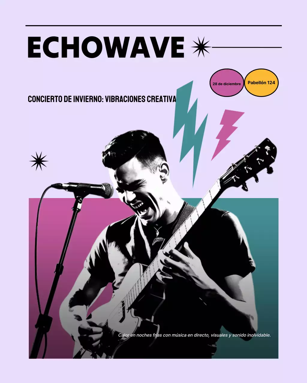 Publicación de Instagram sobre el concierto retro morado