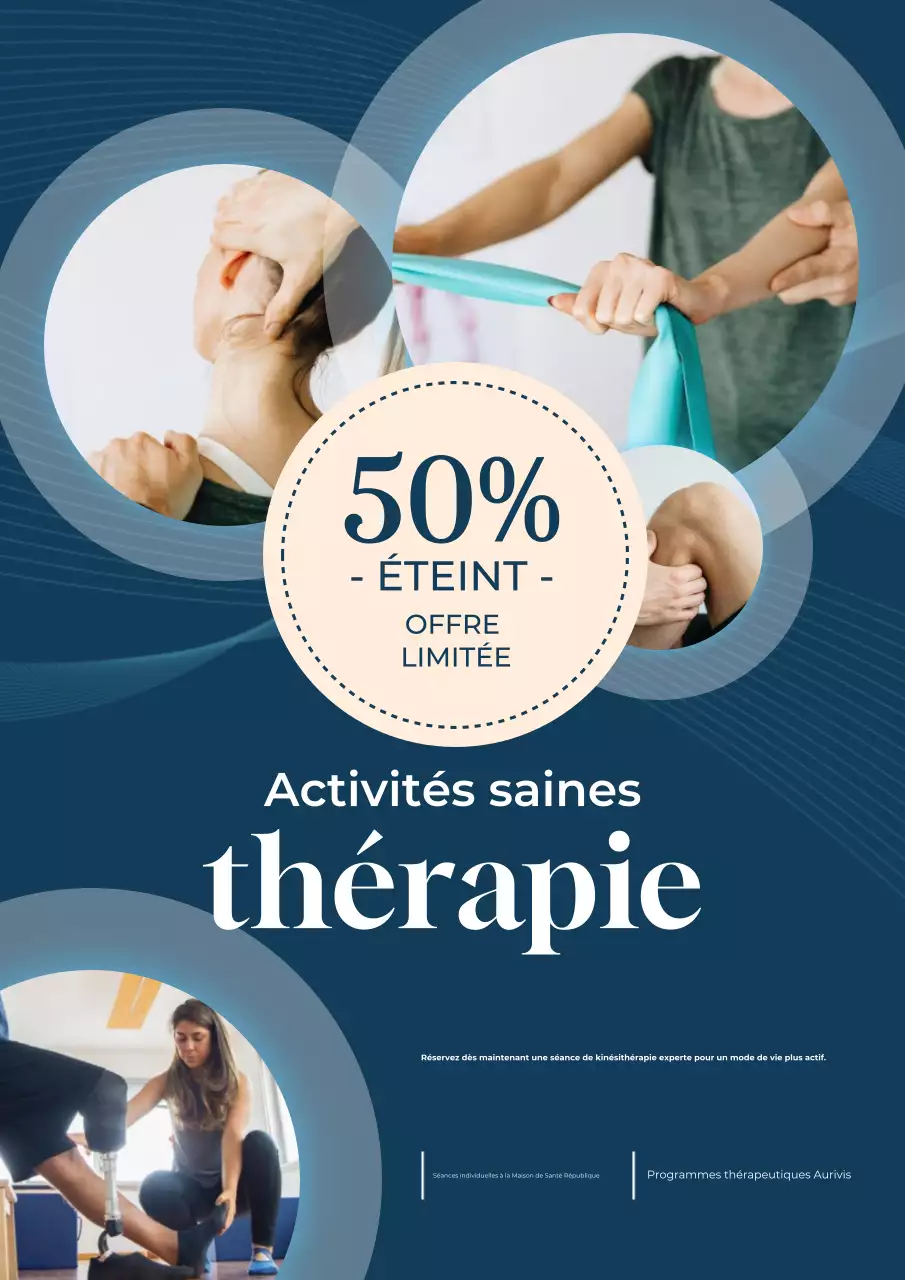 Affiche promotionnelle bleue pour Modern Therapy