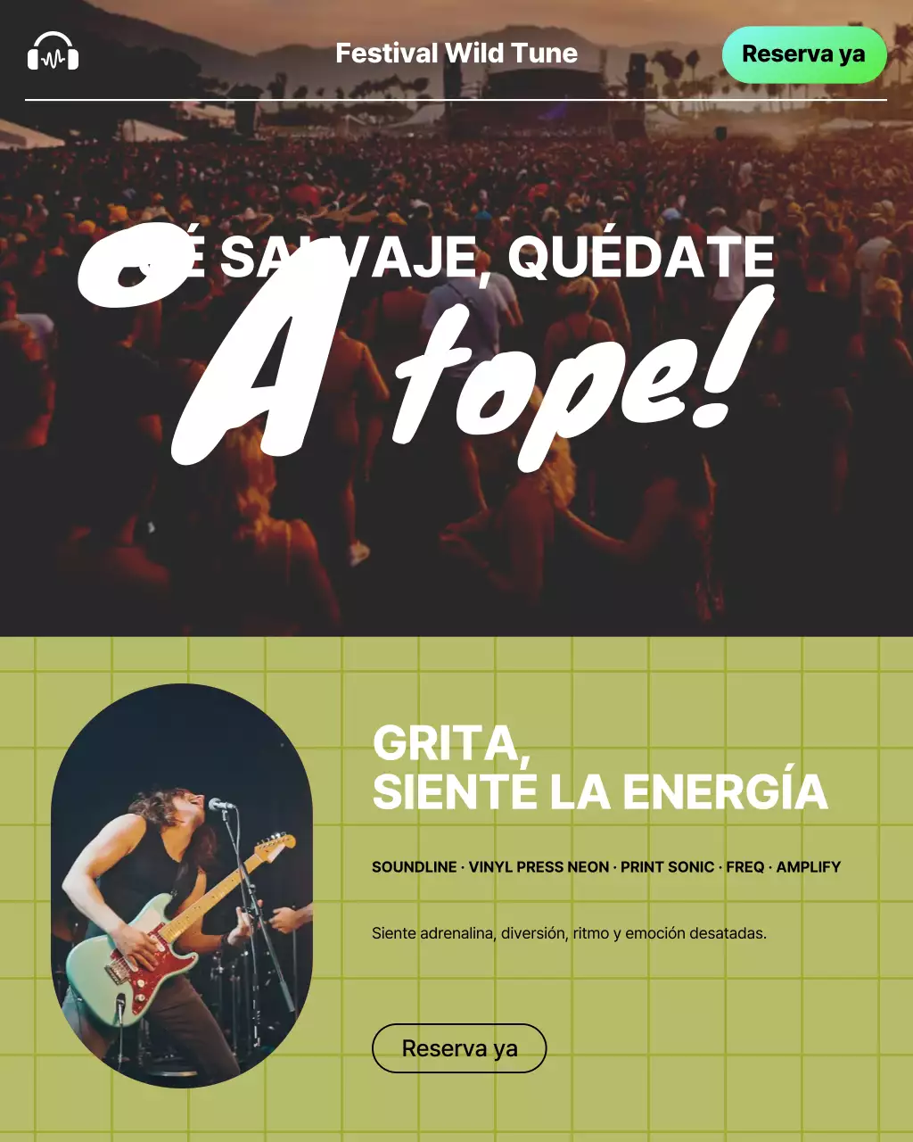 Publicación de promoción de música verde y audaz en Instagram