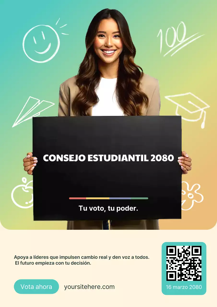 Cartel de anuncio del consejo estudiantil de Rainbow Modern
