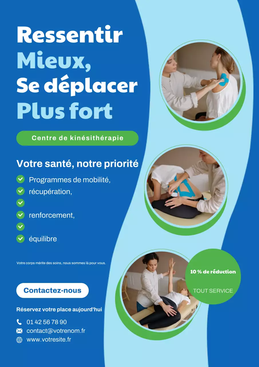 Affiche promotionnelle bleue pour Modern Therapy
