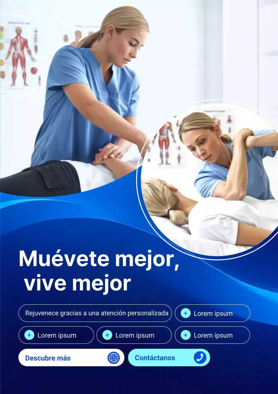 Anuncio de atención médica moderna azul