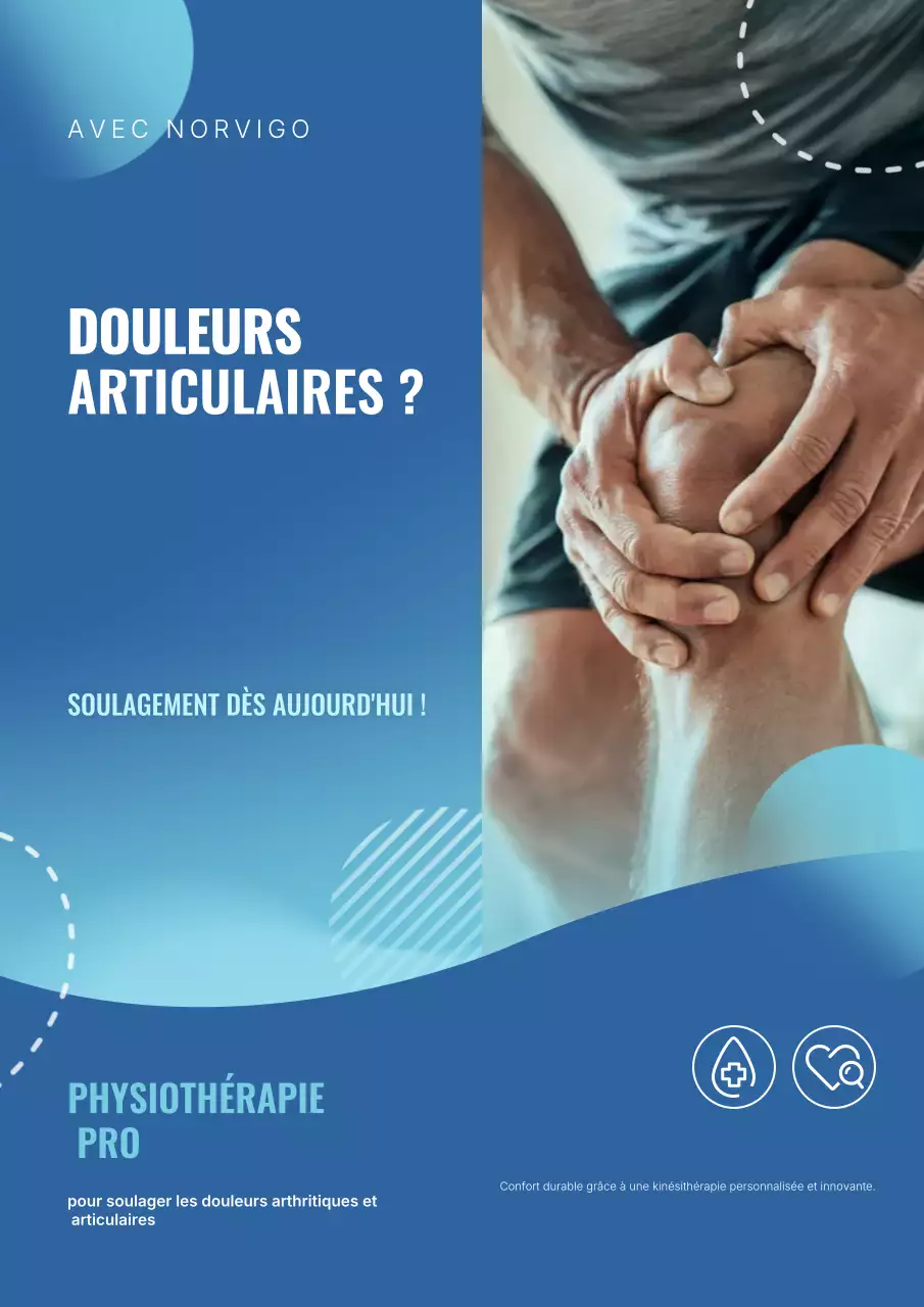 Affiche publicitaire bleue pour la physiothérapie moderne