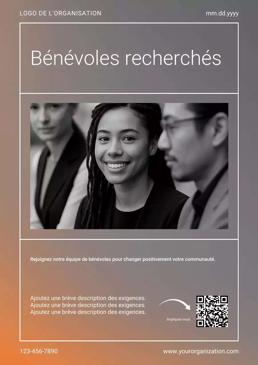 Recrutement de bénévoles moderne et gris chaud