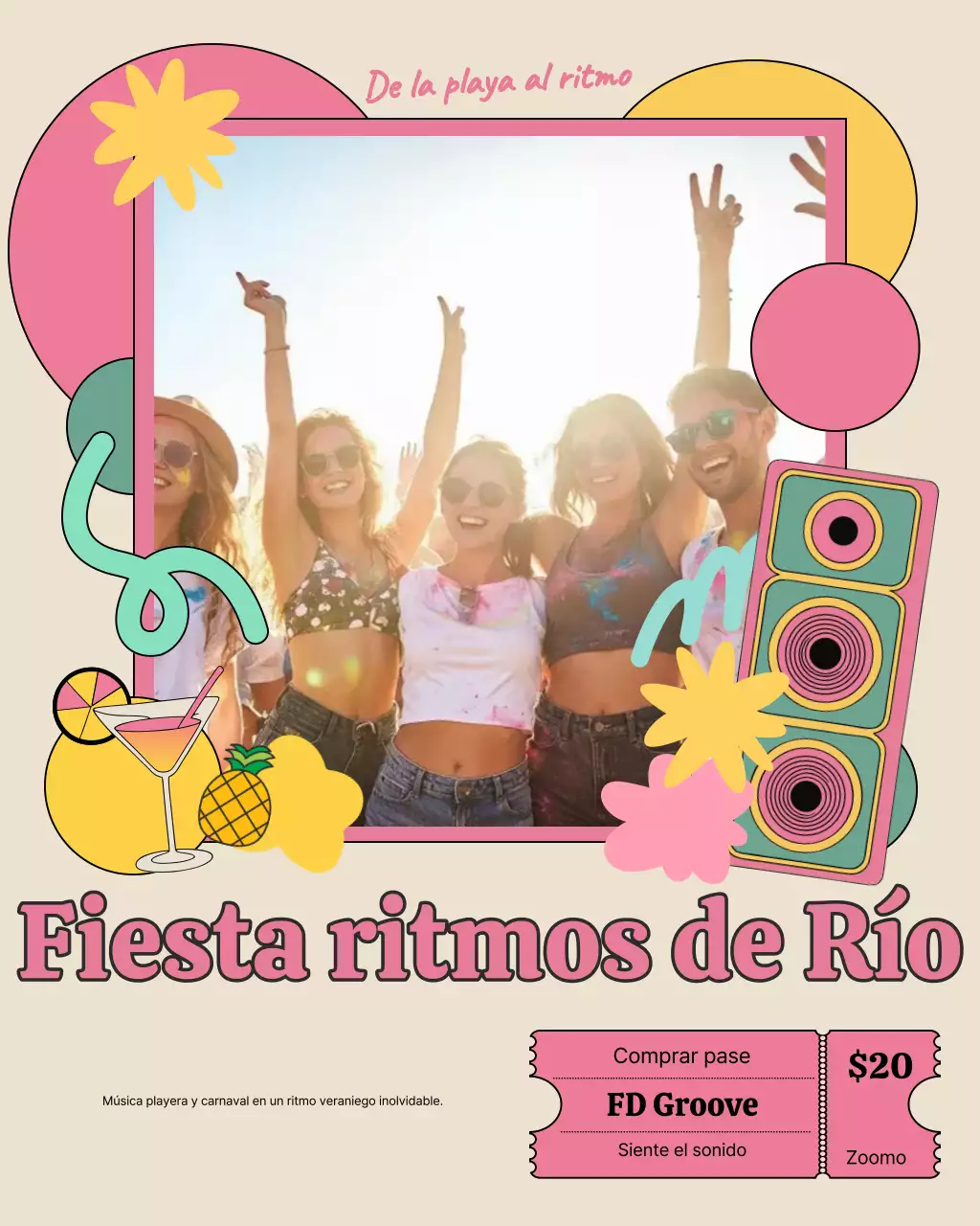 Publicación de Instagram para la promoción de música retro en color beige