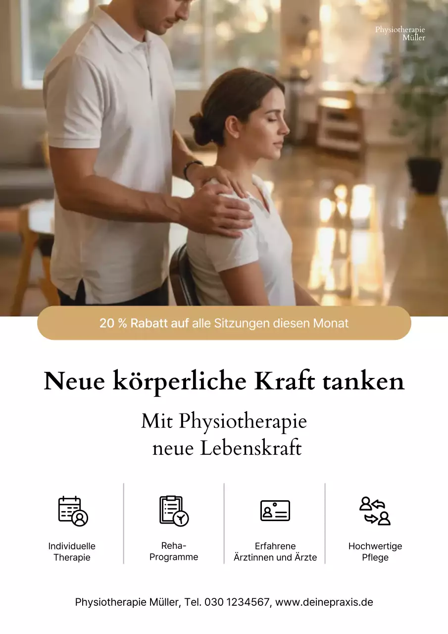 Beige moderne Physiotherapie-Werbung