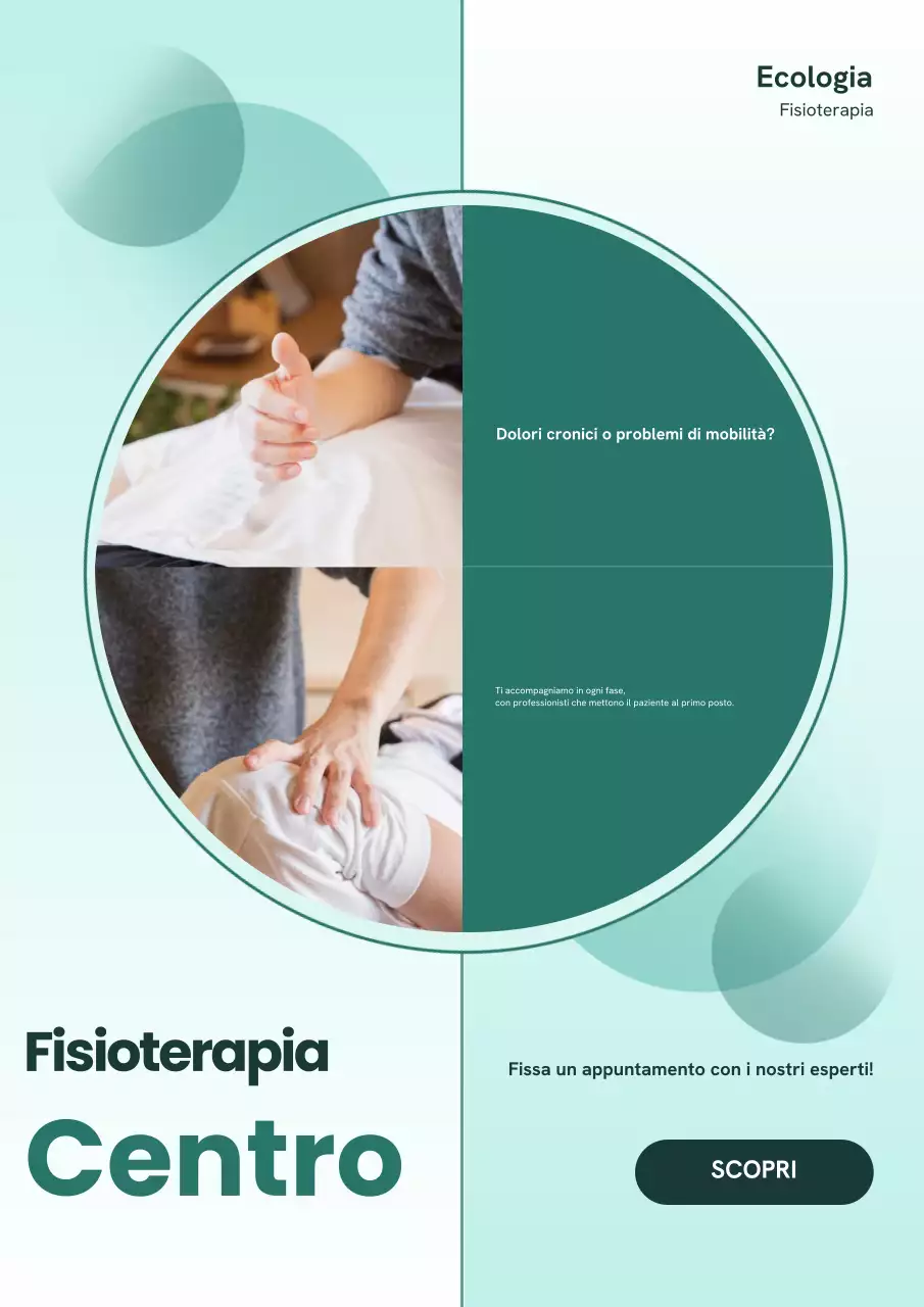 Manifesto promozionale della fisioterapia moderna alla menta