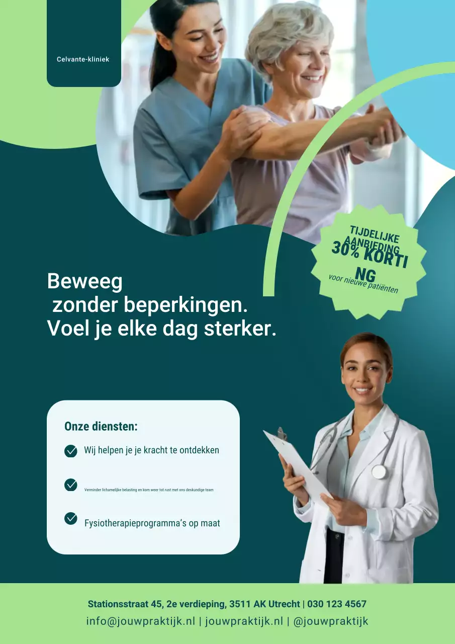 Promotie van groene moderne fysiotherapie