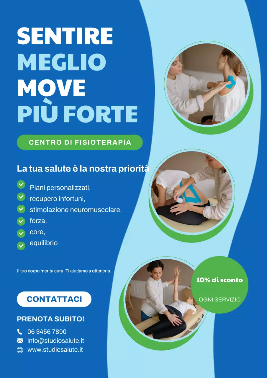 Poster promozionale della terapia moderna blu