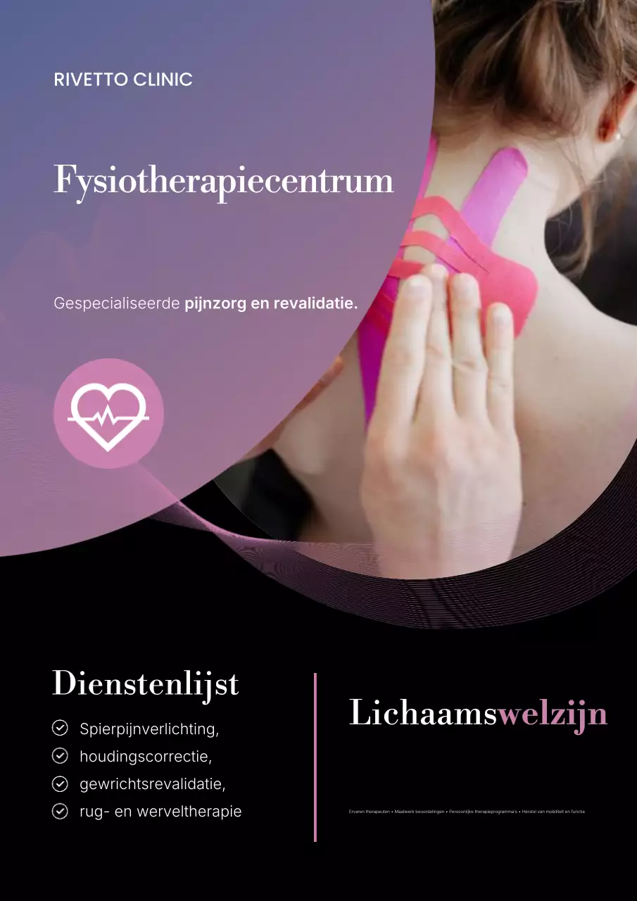 Paarse moderne fysiotherapie promotieposter
