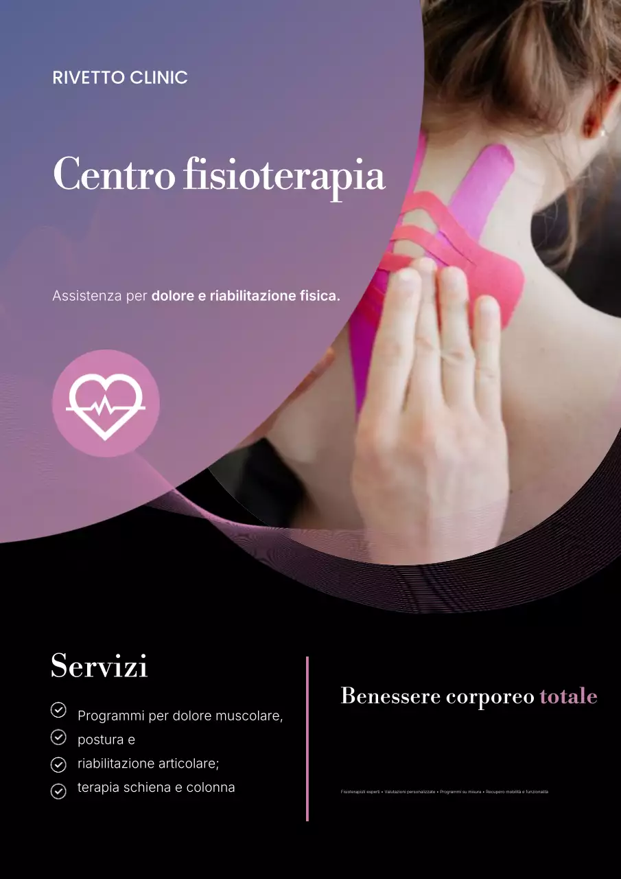 Poster promozionale di fisioterapia moderna viola