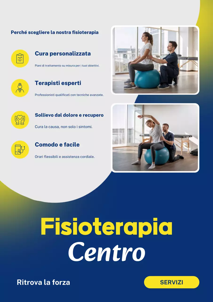 Manifesto promozionale della fisioterapia moderna Bue