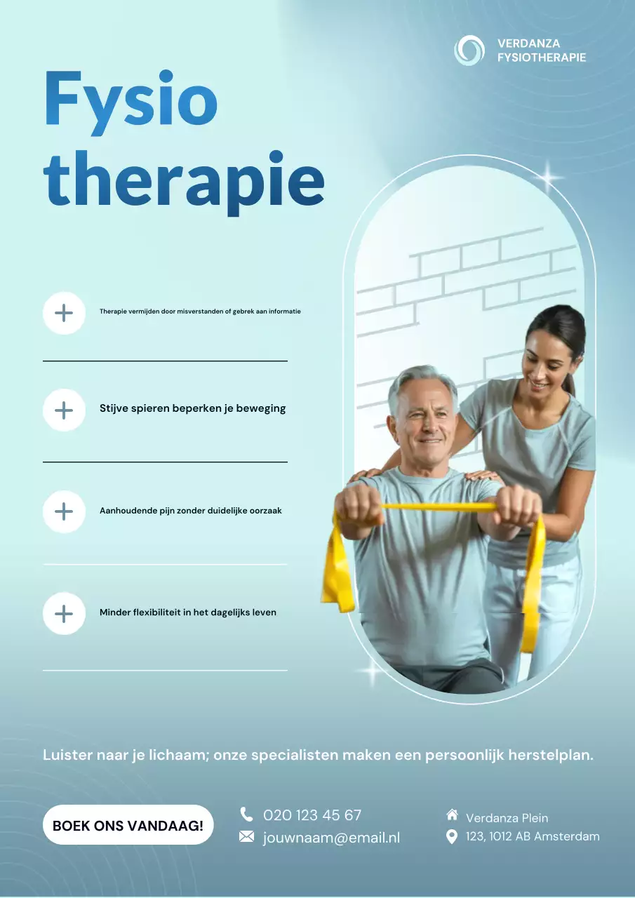 Blauwe moderne therapie promotieposter