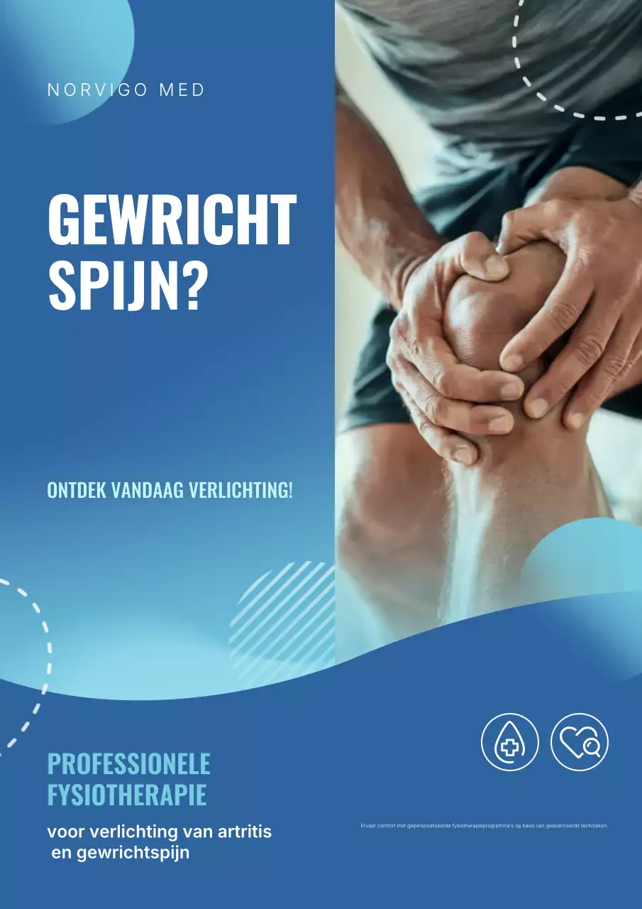 Blauwe moderne fysiotherapie-advertentieposter