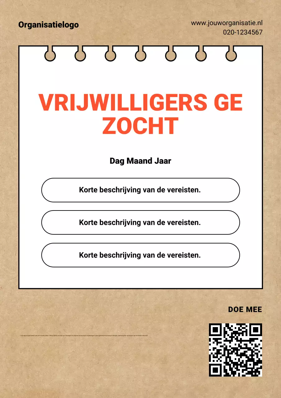 Beige Vintage Vrijwilligerswerving