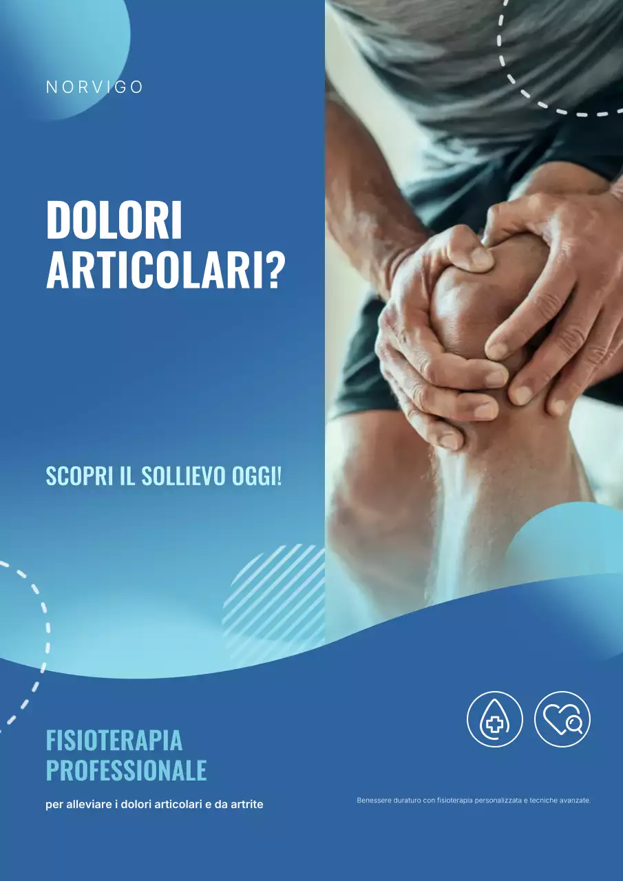 Manifesto pubblicitario di fisioterapia moderna blu