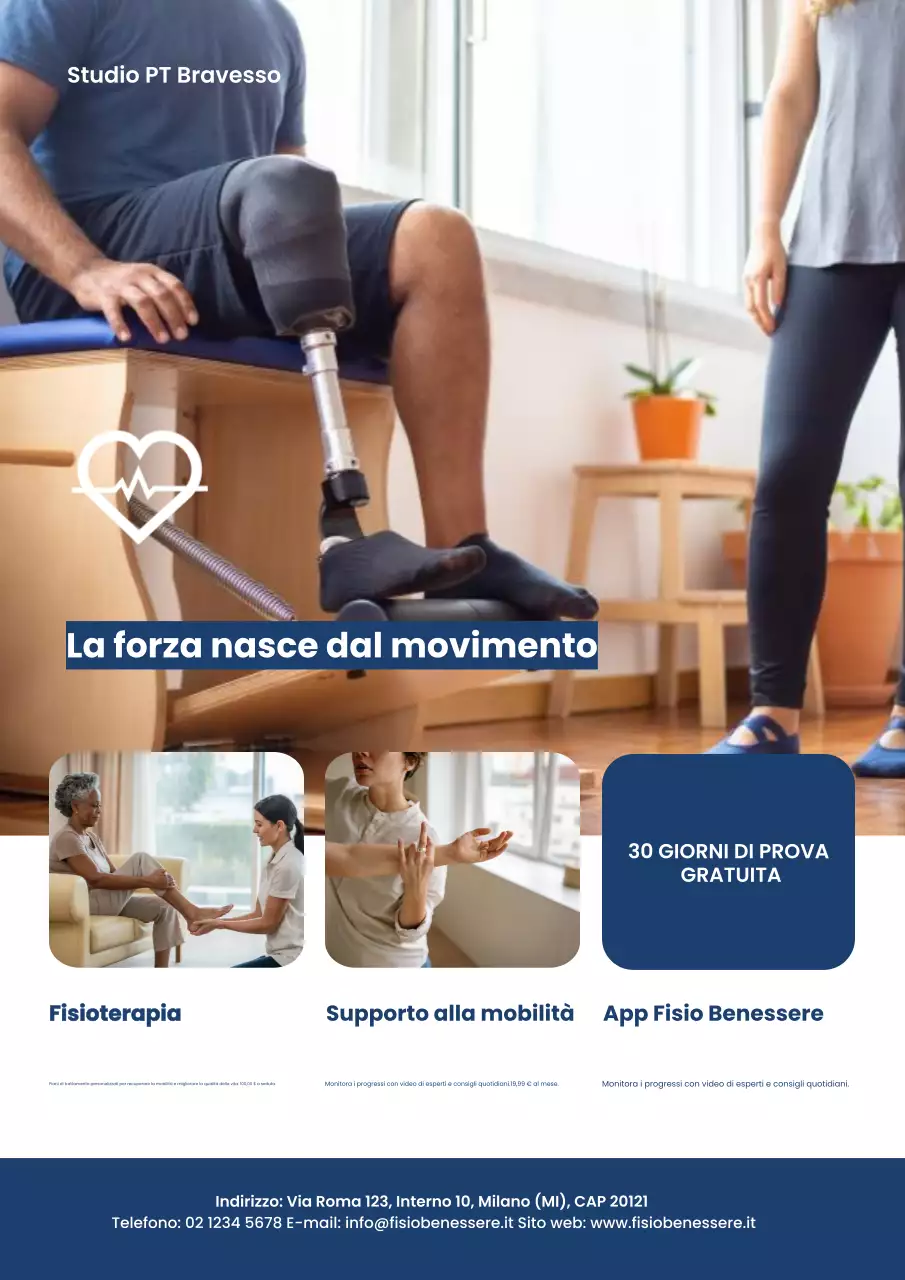 Poster promozionale del benessere moderno blu