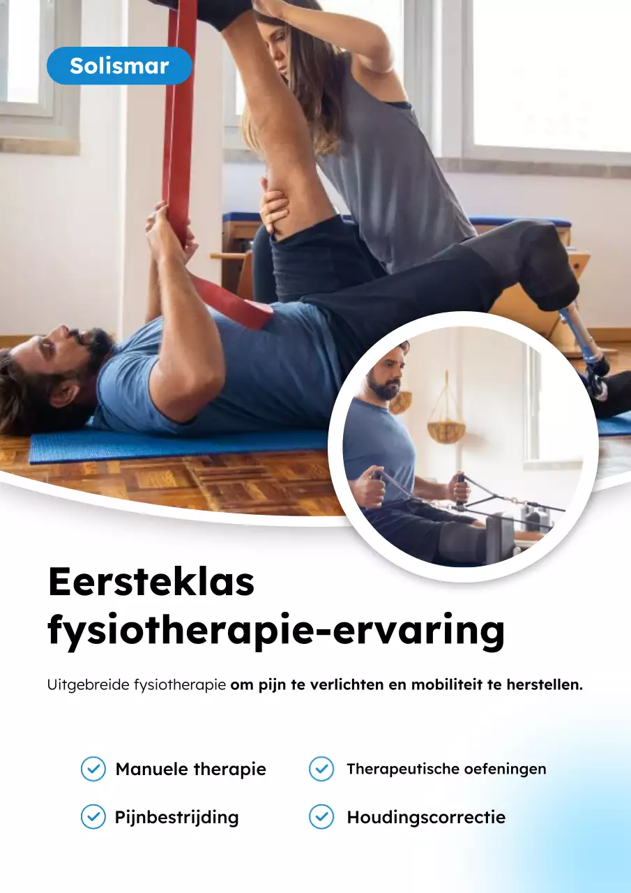 Blauwe moderne fysiotherapie promotieposter
