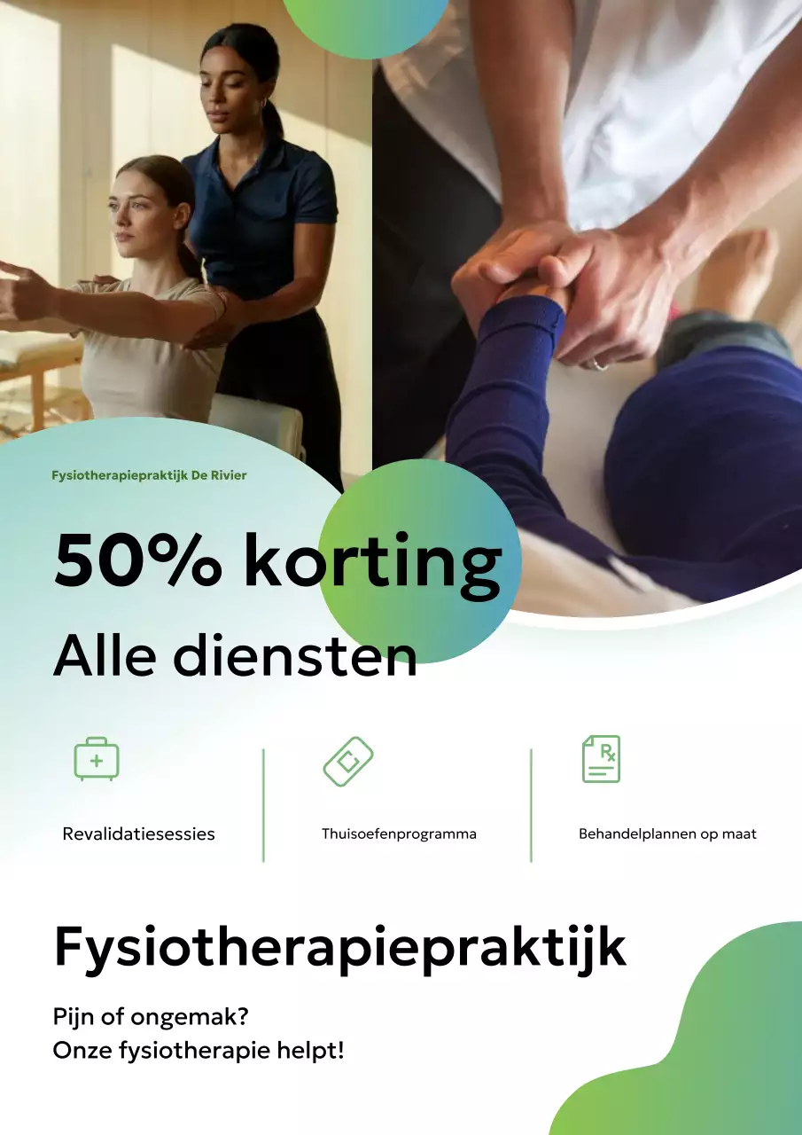 Groene moderne fysiotherapie promotieposter