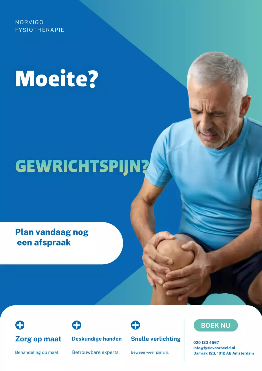 Blauwe moderne fysiotherapie promotieposter