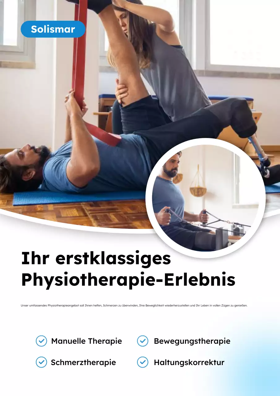 Werbeplakat für moderne blaue Physiotherapie