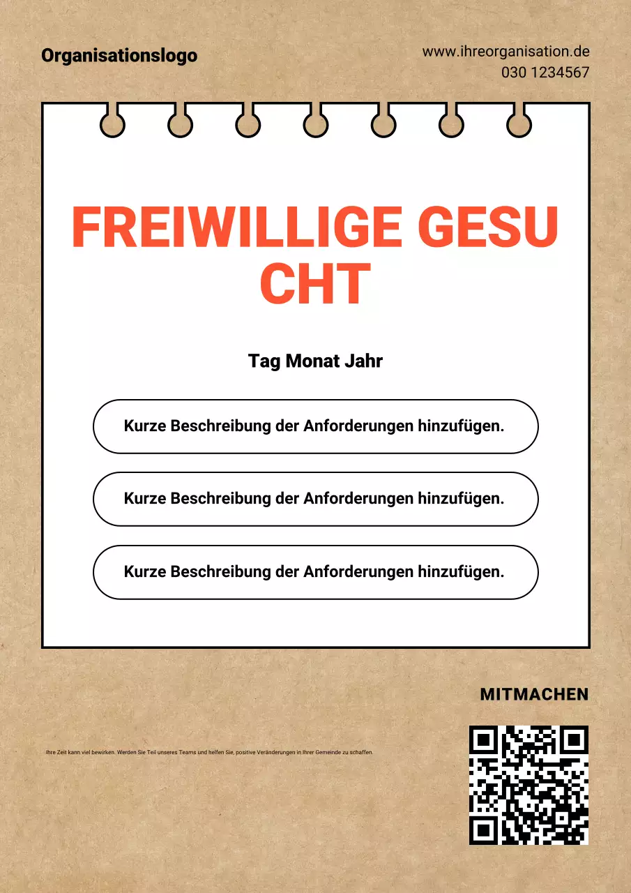 Beige Vintage Freiwilligenrekrutierung