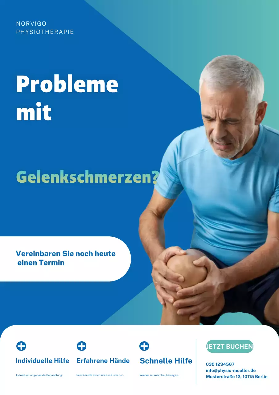 Werbeplakat für moderne blaue Physiotherapie