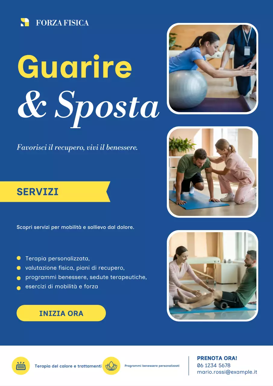 Poster promozionale del benessere moderno blu