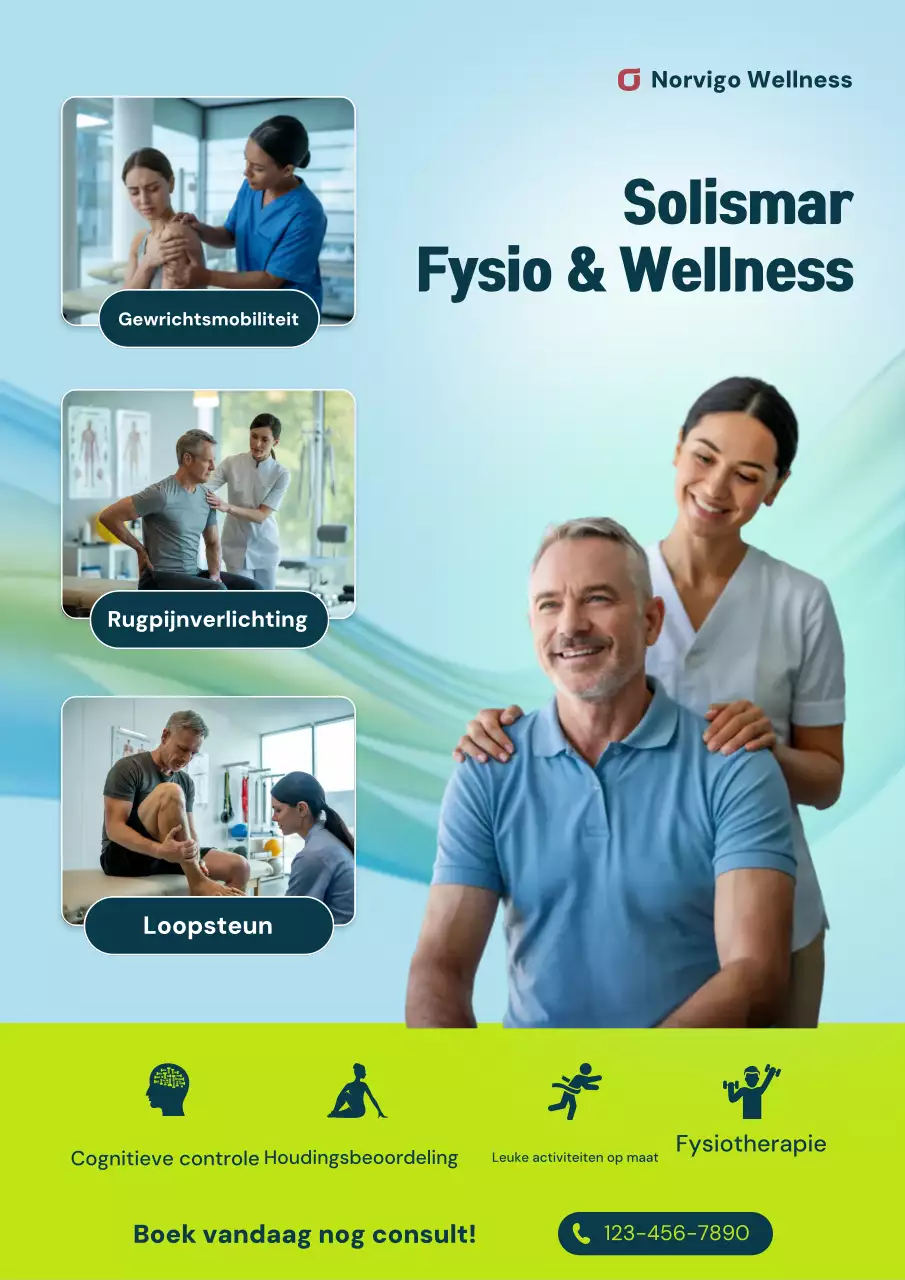 Blauwe moderne wellness-advertentieposter