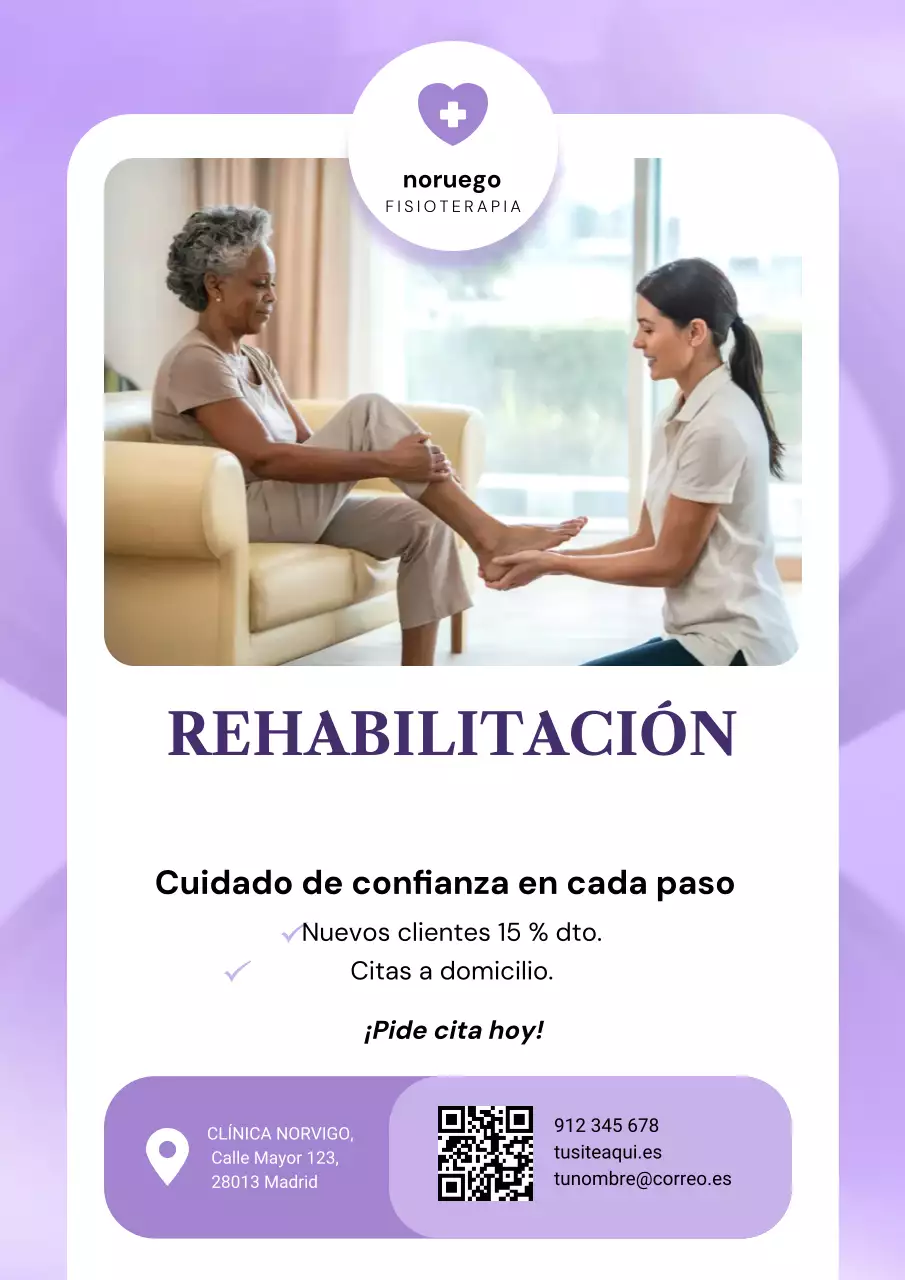 Póster promocional de terapia moderna púrpura