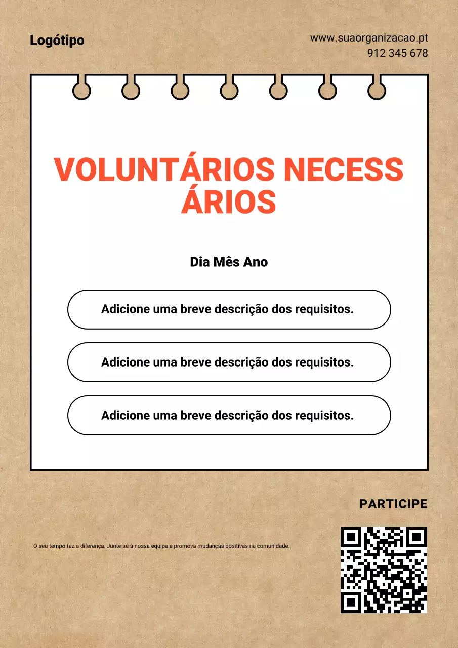Recrutamento de voluntários vintage bege