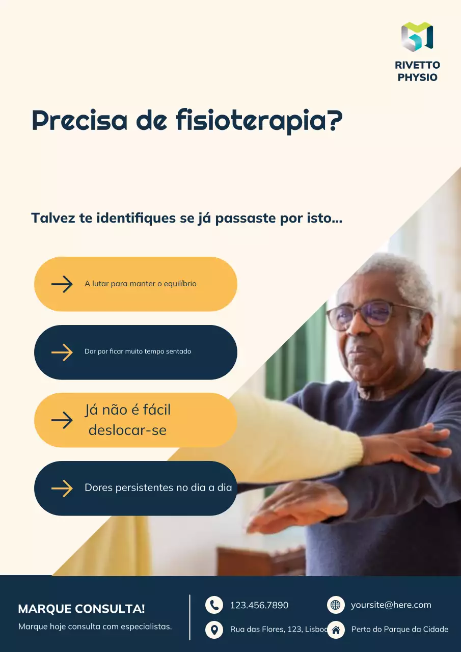 Pôster bege de propaganda de fisioterapia moderna