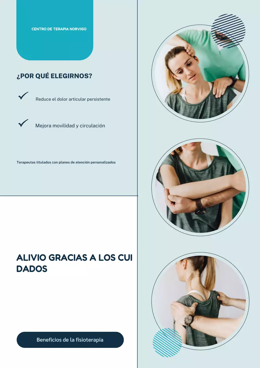 Póster promocional de terapia moderna color verde azulado