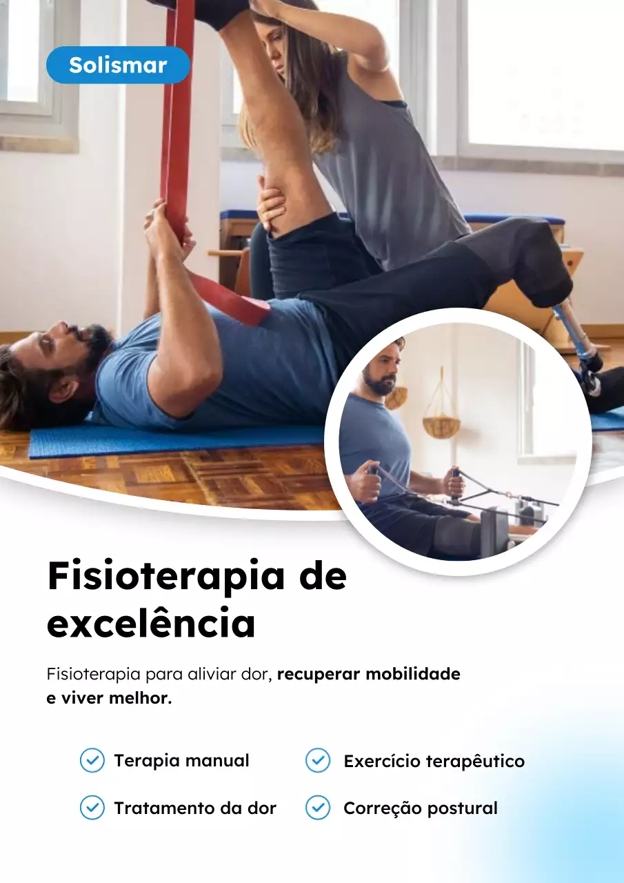 Pôster promocional azul da Modern Physiotherapy