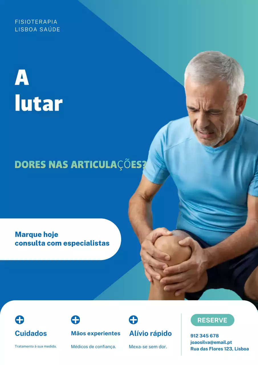 Pôster promocional azul da Modern Physiotherapy