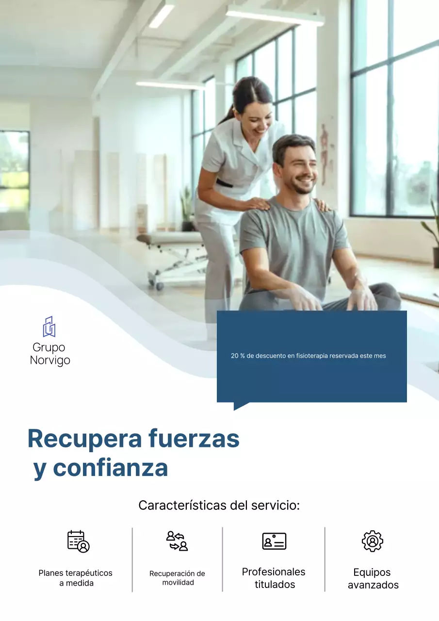 Promoción de fisioterapia moderna blanca